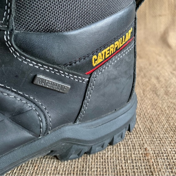 CAT CATAPILLAR Men’s Black Leather Steel Toe Work Boots Men’s 10.5 - Picture 9 of 15